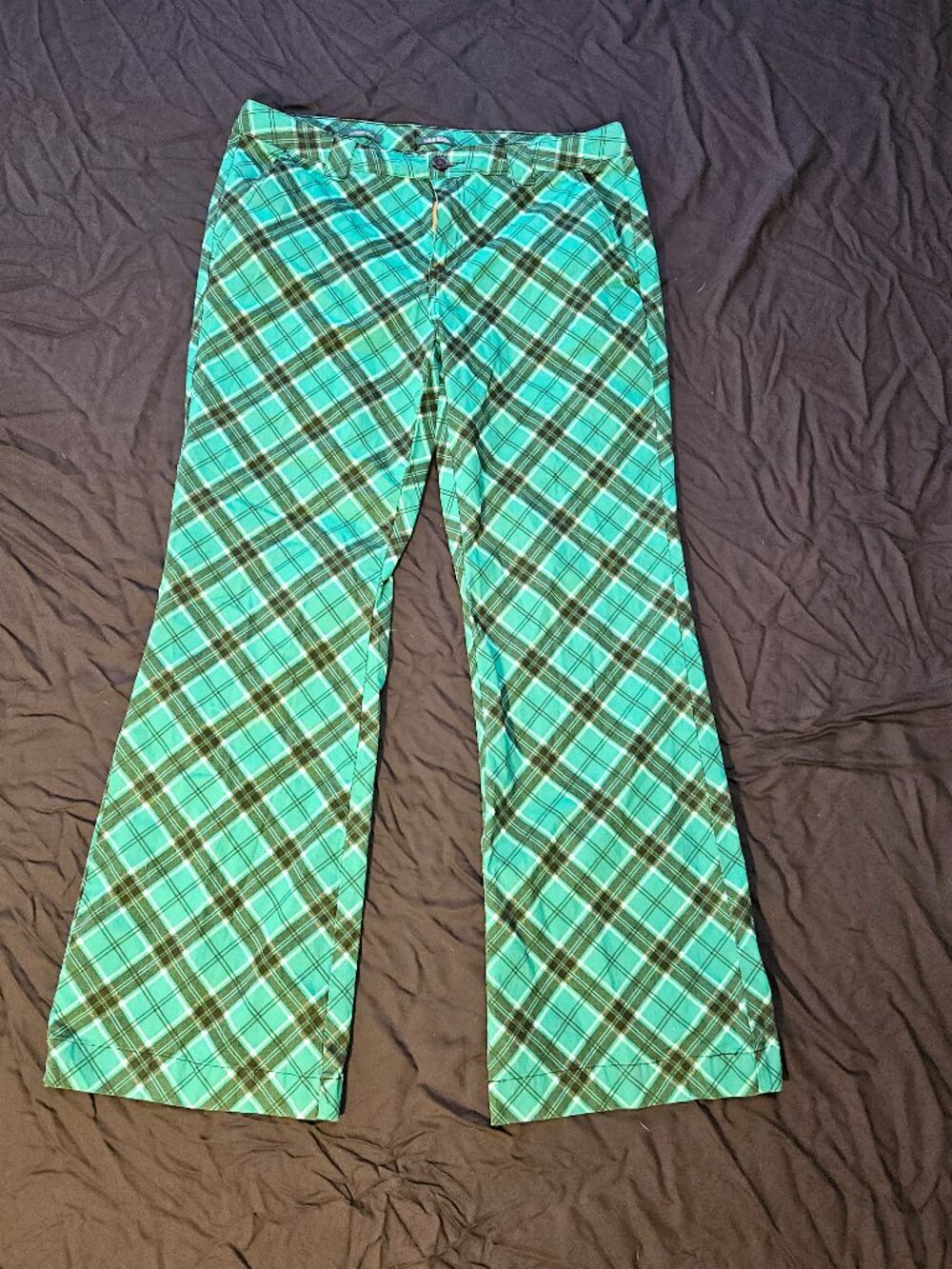 Wild Fable green plaid flares